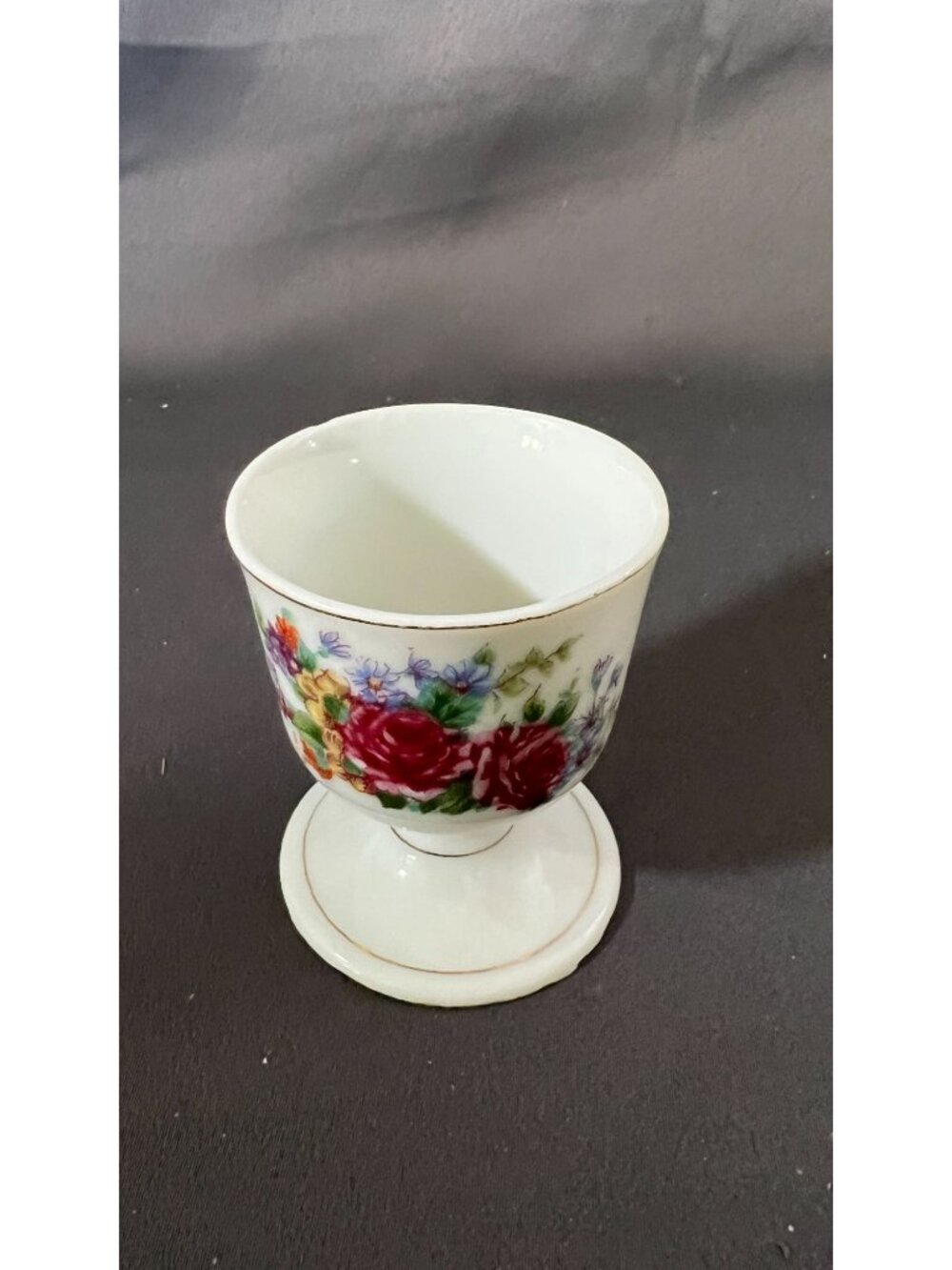 Floral Bone China Pedestal Cup With Hand-Painted Design